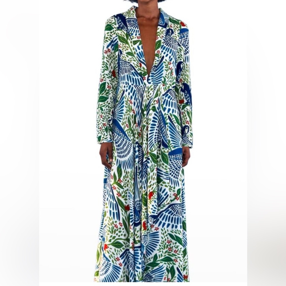 FARM Rio Blue, Green & White Bird-Print Maxi Dress - Picture 2 of 6